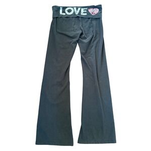 Vintage Y2K Victoria's Secret Yoga Pants M Black Sequin‎ Love VS Heart Flare